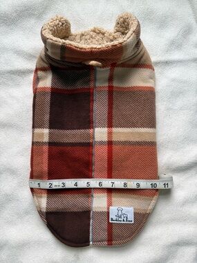 Barkley & Finn Plaid Sherpa-Lined Dog Coat - Rust, Brown, Cream